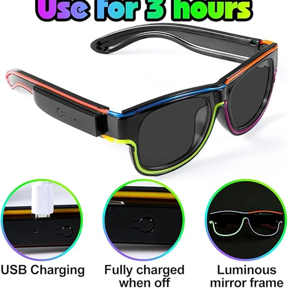 Wireless LED Light Up Luminous Sunglasses - Rechargeable
