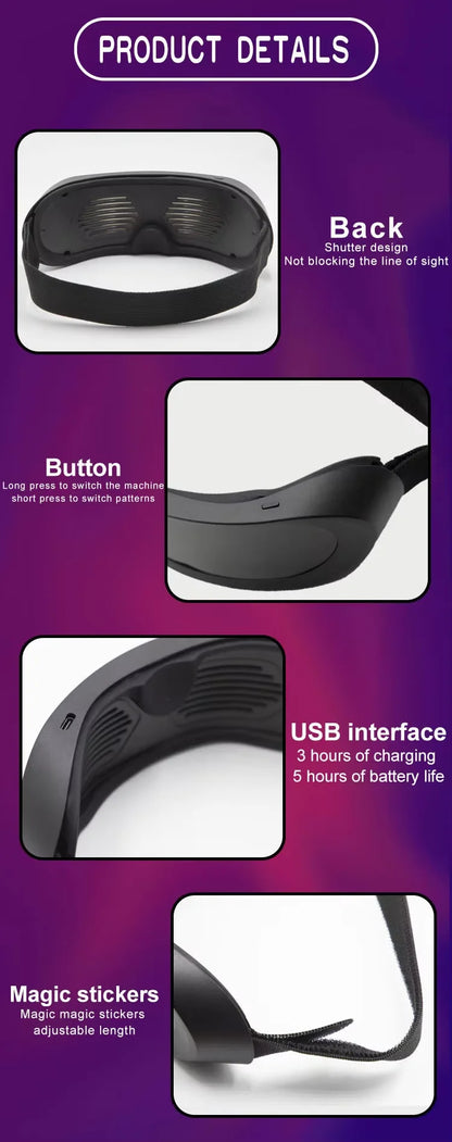 Shining Full-Color LED Glasses Bluetooth App Control Programmable and Dynamic