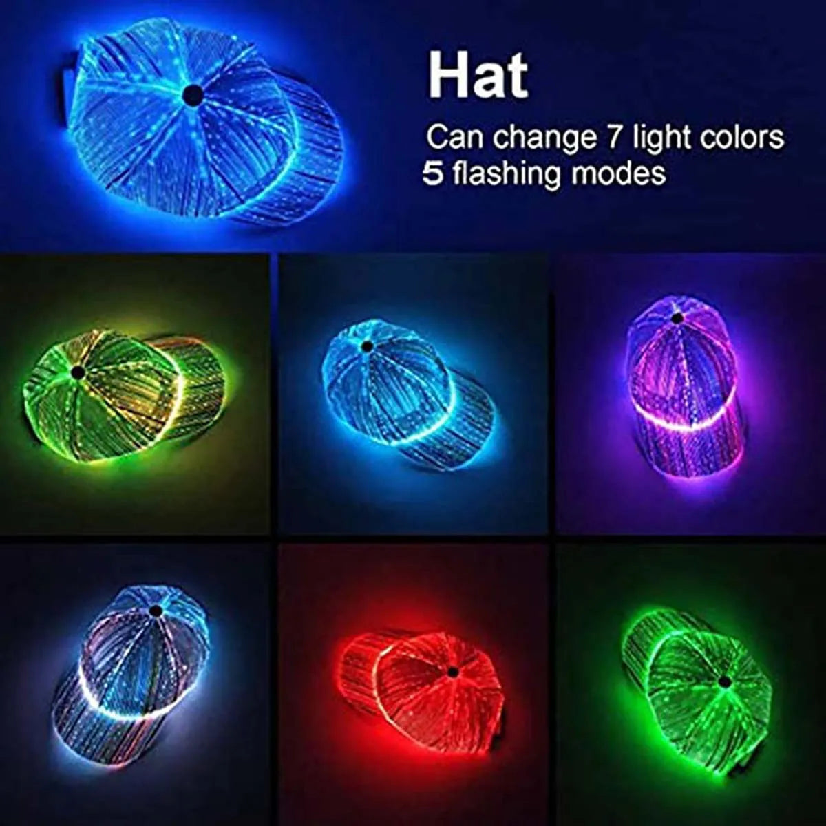 LED Night Cool Light-Emitting Fiber Optic Party Hats
