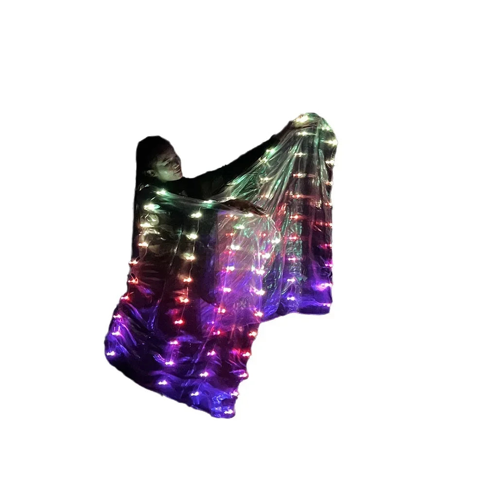 2M*1M Polyester Belly Dance Led Veils Carnival Belly Dancing Light up Veil Props Belly Dance Accessories for Festival