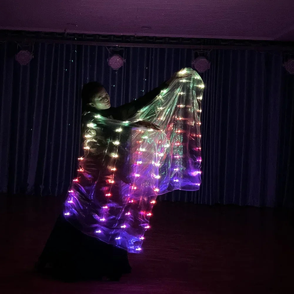 2M*1M Polyester Belly Dance Led Veils Carnival Belly Dancing Light up Veil Props Belly Dance Accessories for Festival