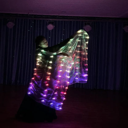 2M*1M Polyester Belly Dance Led Veils Carnival Belly Dancing Light up Veil Props Belly Dance Accessories for Festival