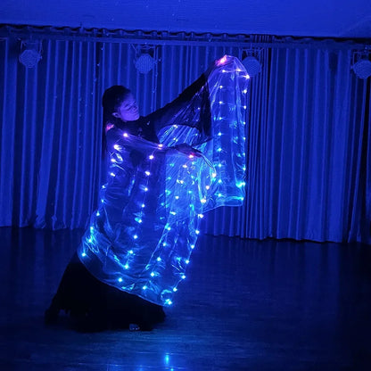 2M*1M Polyester Belly Dance Led Veils Carnival Belly Dancing Light up Veil Props Belly Dance Accessories for Festival