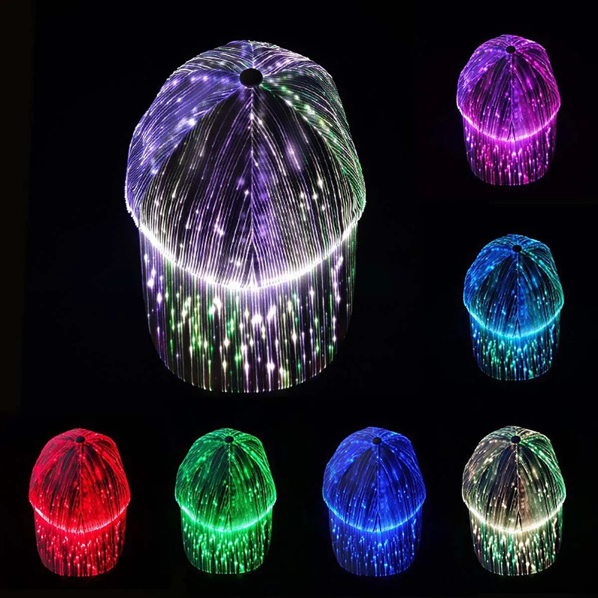 LED Night Cool Light-Emitting Fiber Optic Party Hats