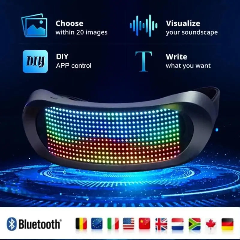 Shining Full-Color LED Glasses Bluetooth App Control Programmable and Dynamic