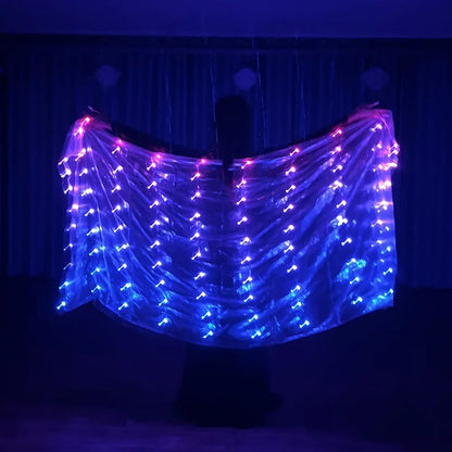 2M*1M Polyester Belly Dance Led Veils Carnival Belly Dancing Light up Veil Props Belly Dance Accessories for Festival