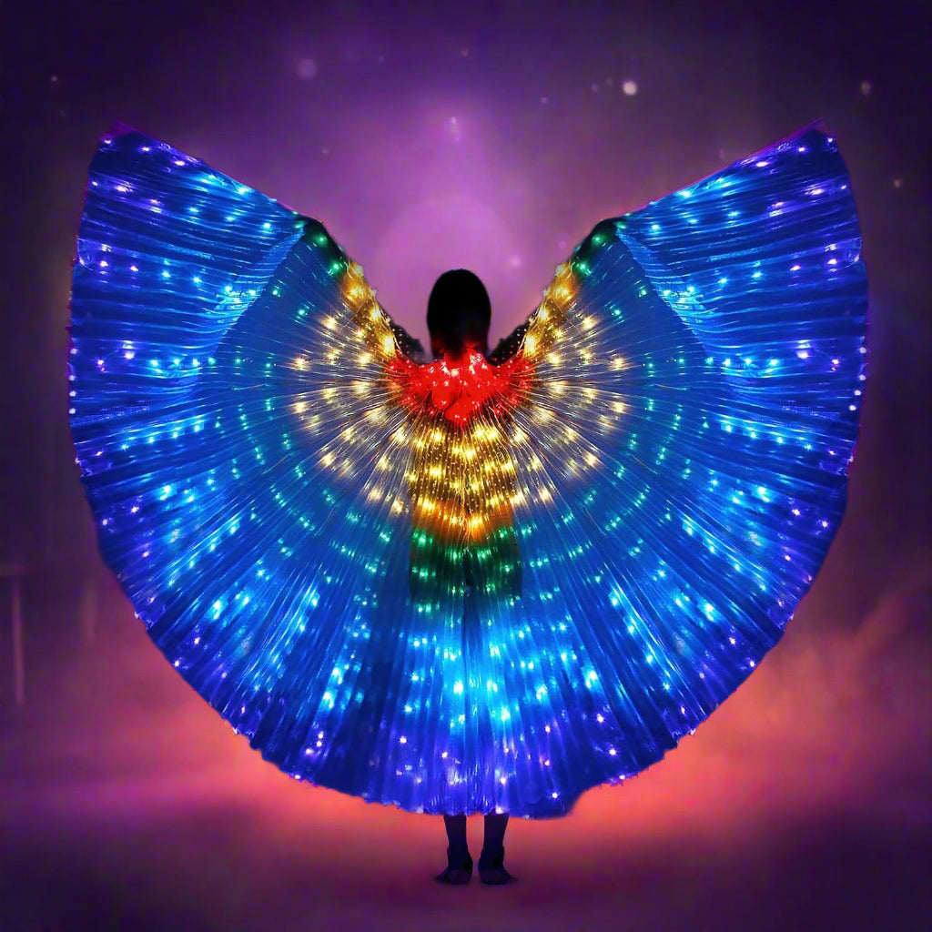 Glow Angel Light Up Dance Wings with Telescopic Sticks Flexible Rods 