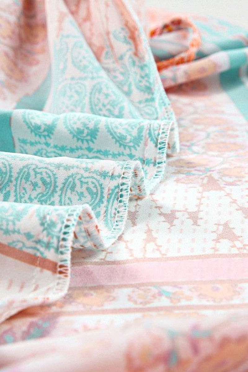 Mint Boho Patchwork Print Square Neck Sundress