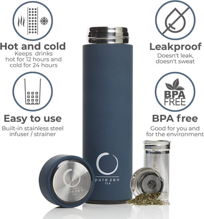 Thermos with Tea Infuser for Hot and Cold Infusions - Stainless Steel