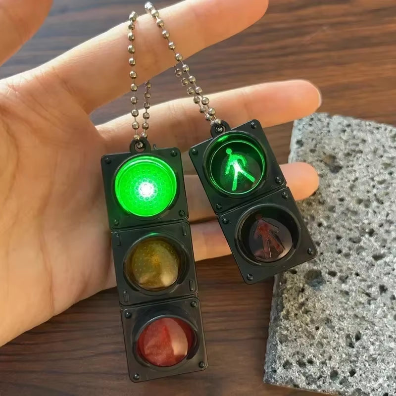 Simulation Electronic Traffic Light Keychain Pendant - Mini Pedestrian Light LED