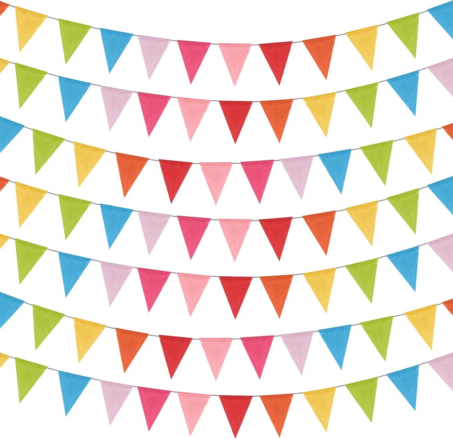 Pastel Fabric Triangle Flag Garland - Multicolored 