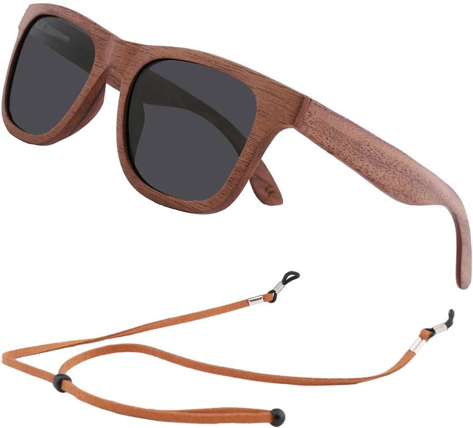Polarized Wood Sunglasses Men, Wooden Bamboo Sunglasses for Women