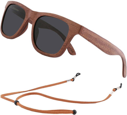 Polarized Wood Sunglasses Men, Wooden Bamboo Sunglasses for Women