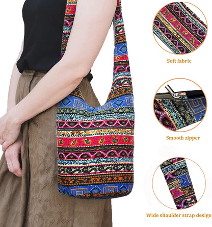 Bohemian Cotton Hippie Crossbody Bag Hobo Sling Bag Handmade Messenger Shoulder Bags