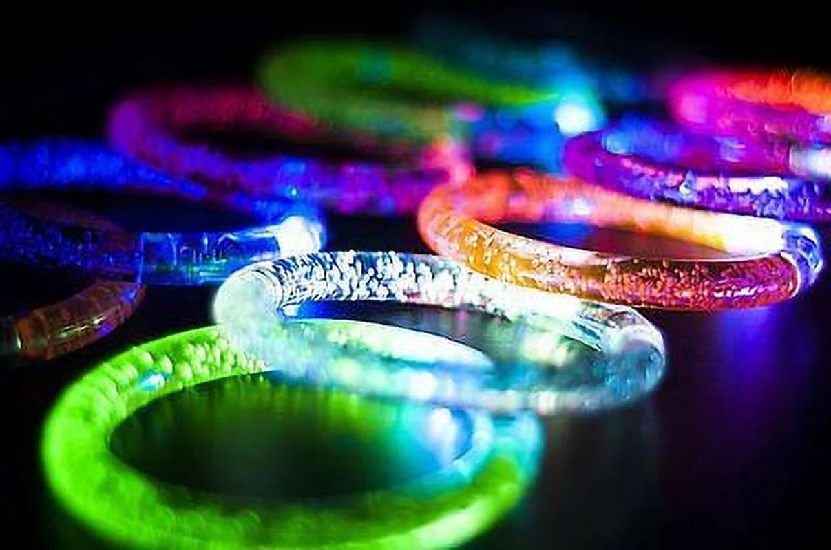 12 PC Light-Up Acrylic Bracelet Wristband LED Flashing Glow Blinking Rave Wear