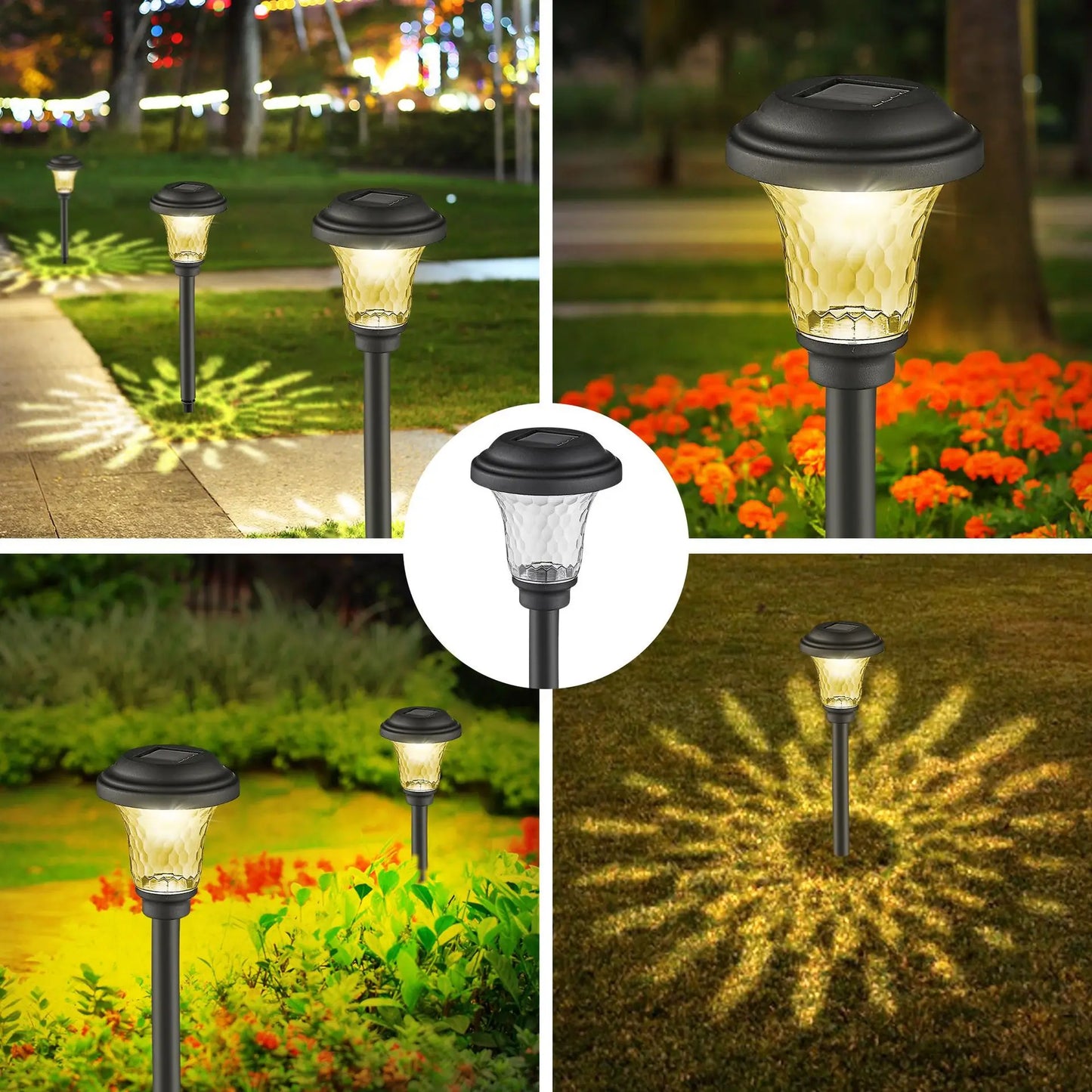 Solar Pathway Lights Bright RGB Color Changing/Warm White Outdoor Waterproof Garden Lamp Powered Landscape Path Lights for Yard