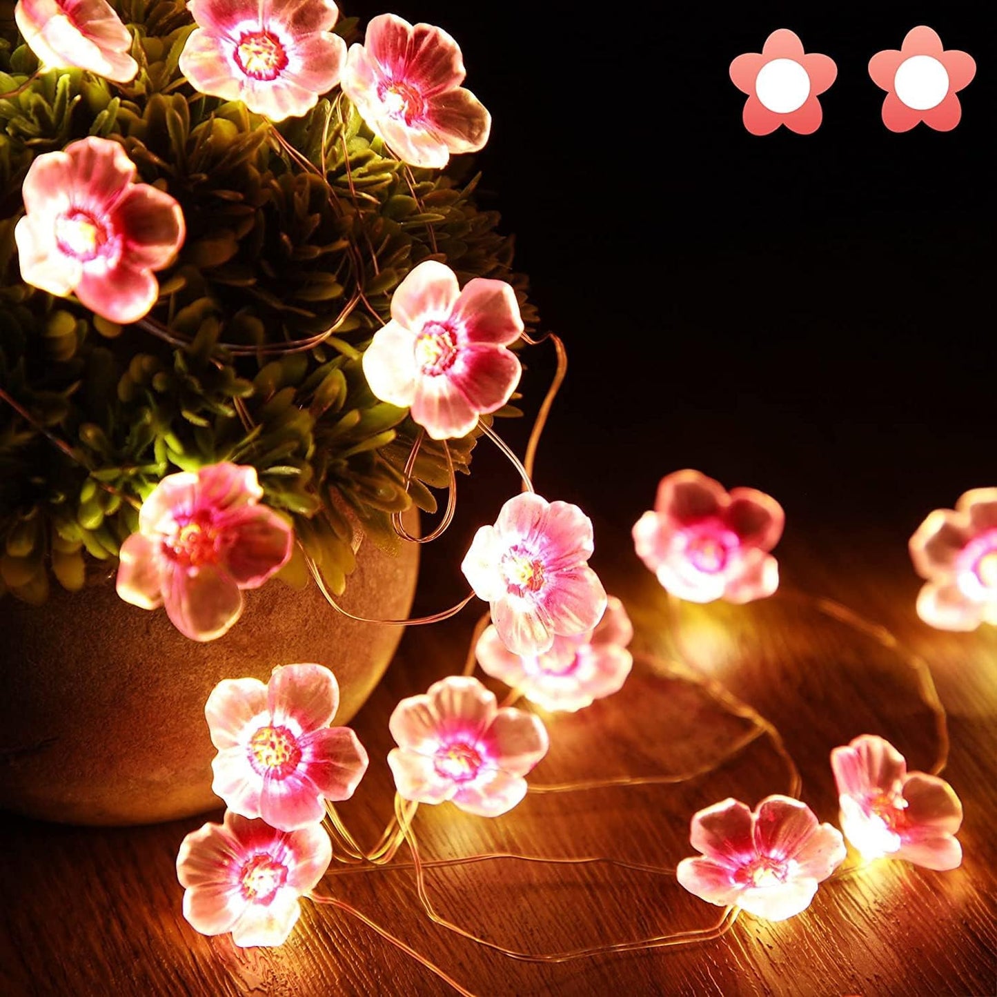 Cherry Blossom Flower String Lights, 13 FT 40 LEDs