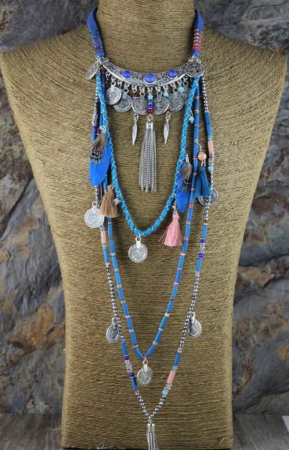 Gypsy Statement Vintage Long Boho Necklace Tribal