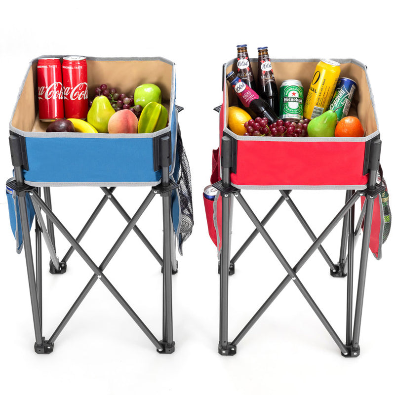 2 Folding Camping Storage Bin Tables