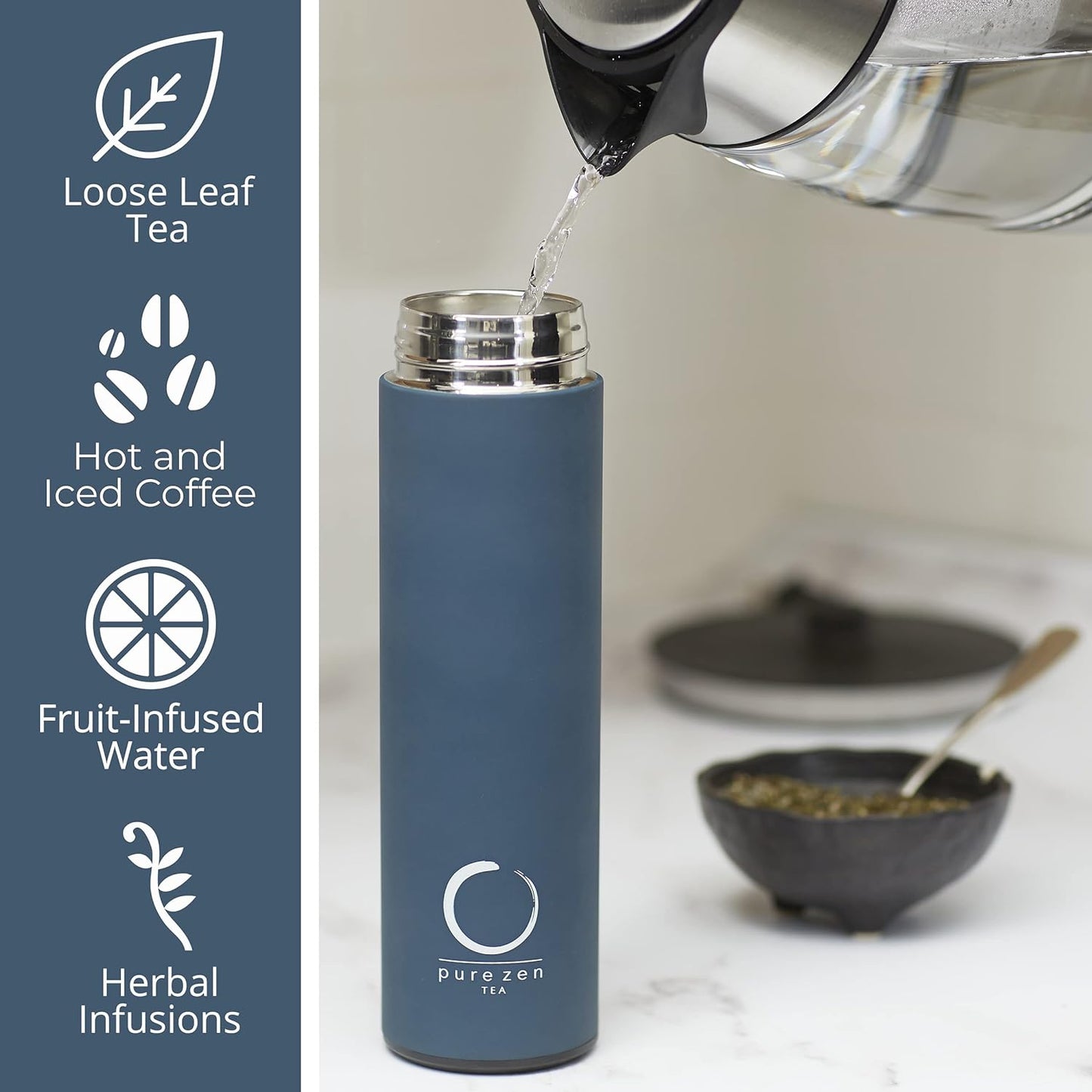 Thermos with Tea Infuser for Hot and Cold Infusions - Stainless Steel