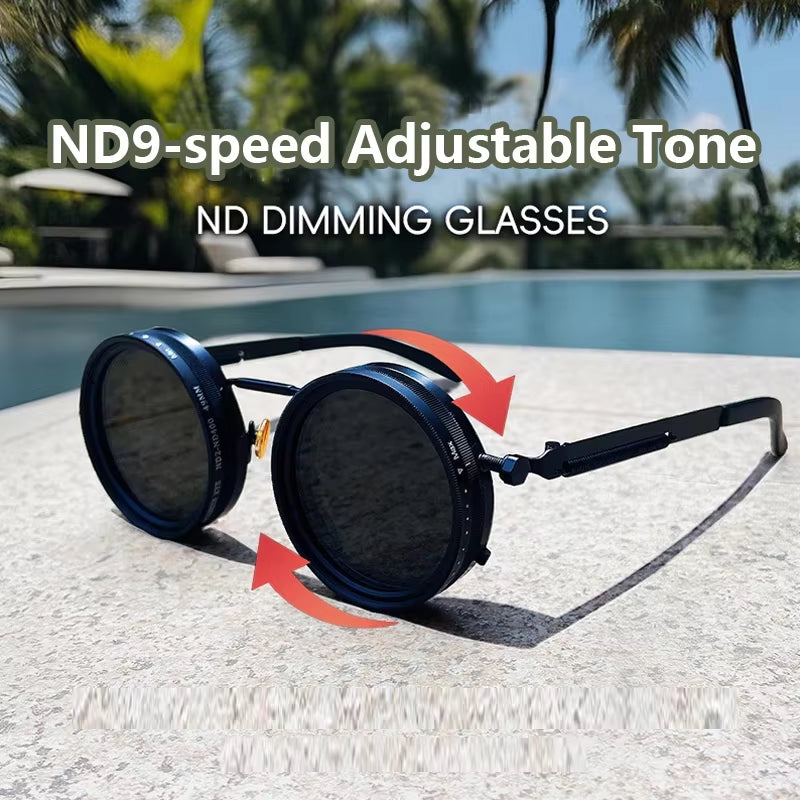Polarized Round Sunglasses -  Adjustable Dimming - UV400