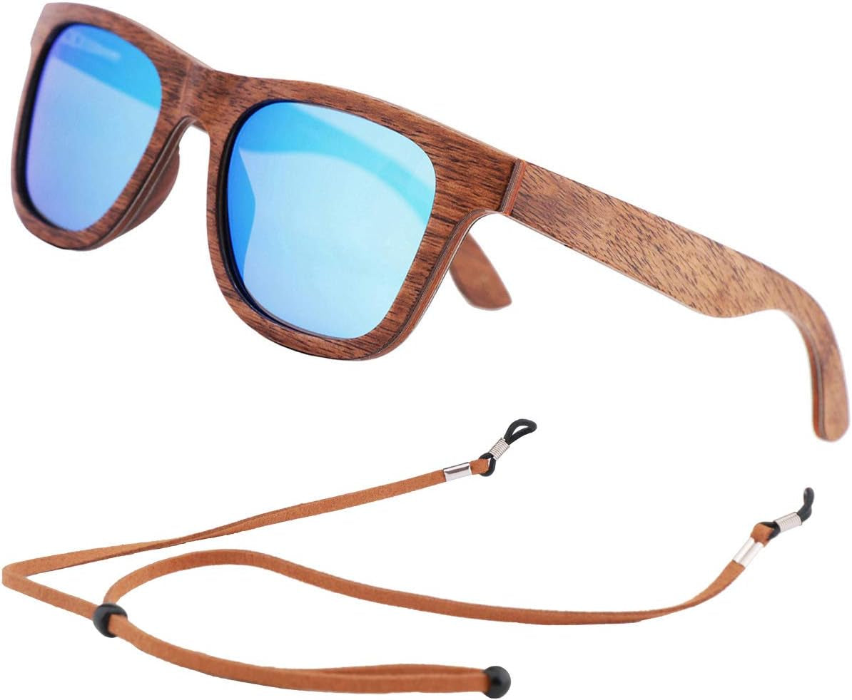 Polarized Wood Sunglasses Men, Wooden Bamboo Sunglasses for Women