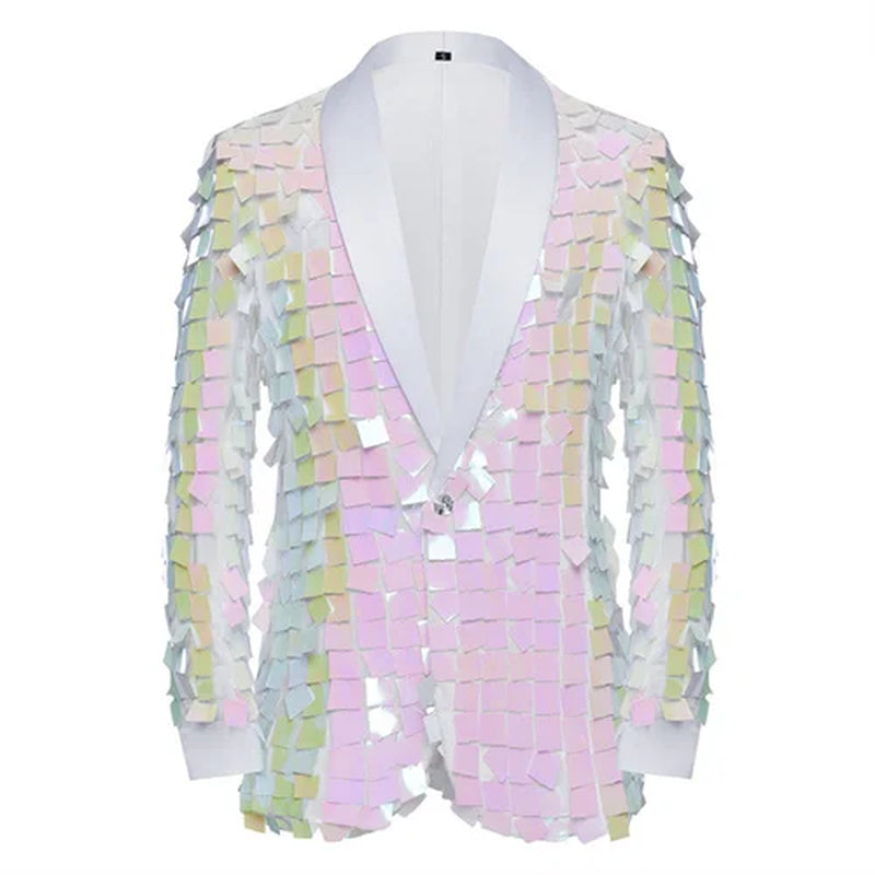 Men's Unique Design Striped Sequin Suit Jacket