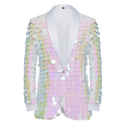 Men's Unique Design Striped Sequin Suit Jacket