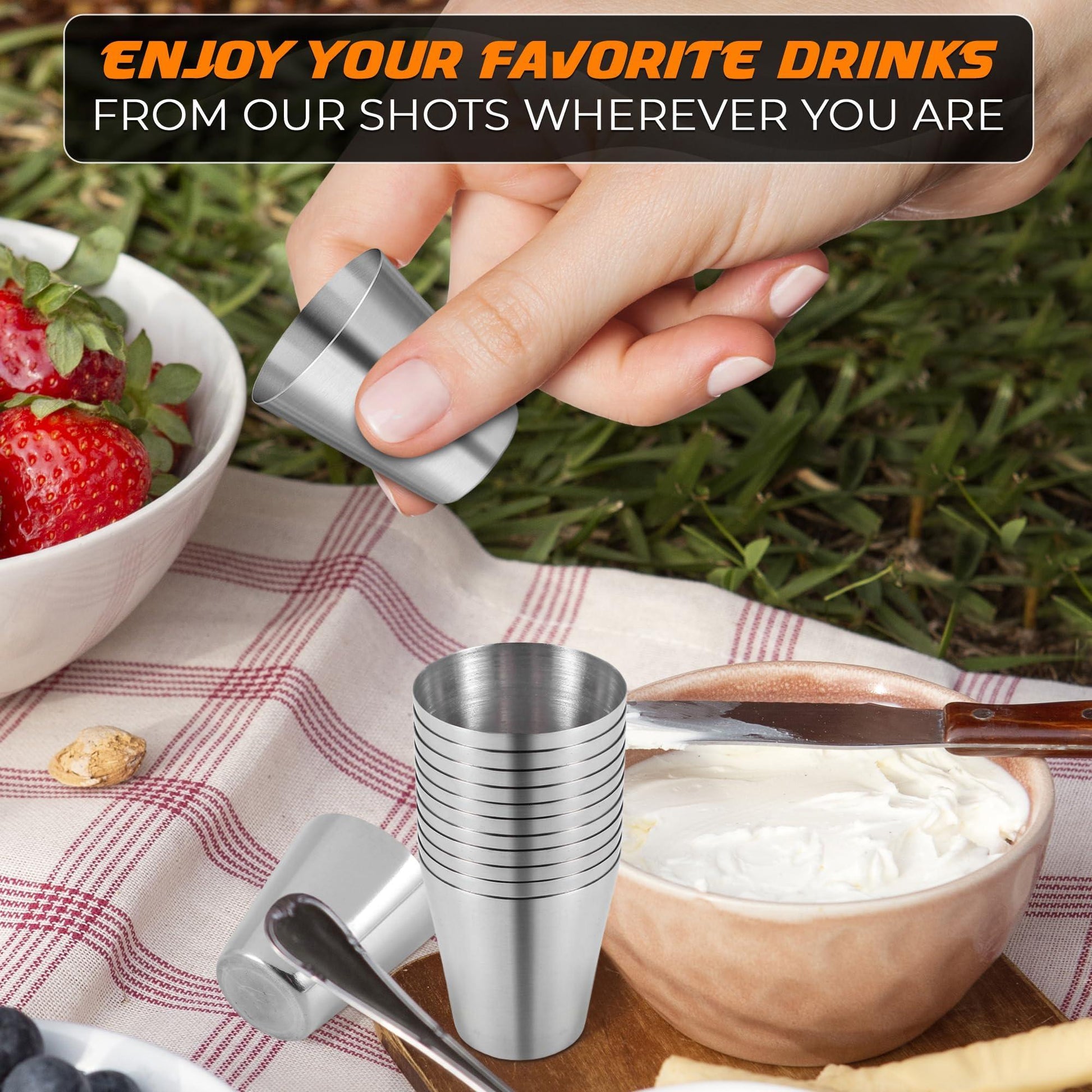 Outdoor Camping Unbreakable Metal Shooters, 15Pcs - Stainless Steel Shot Glasses