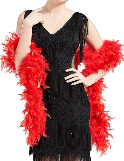 40G 60G 90G Red Turkey Feathers Boa 2Yards Fluffy Chandelle Plumes Shawl Scarf for Carnival Party Dress Clothes Decoration Craft