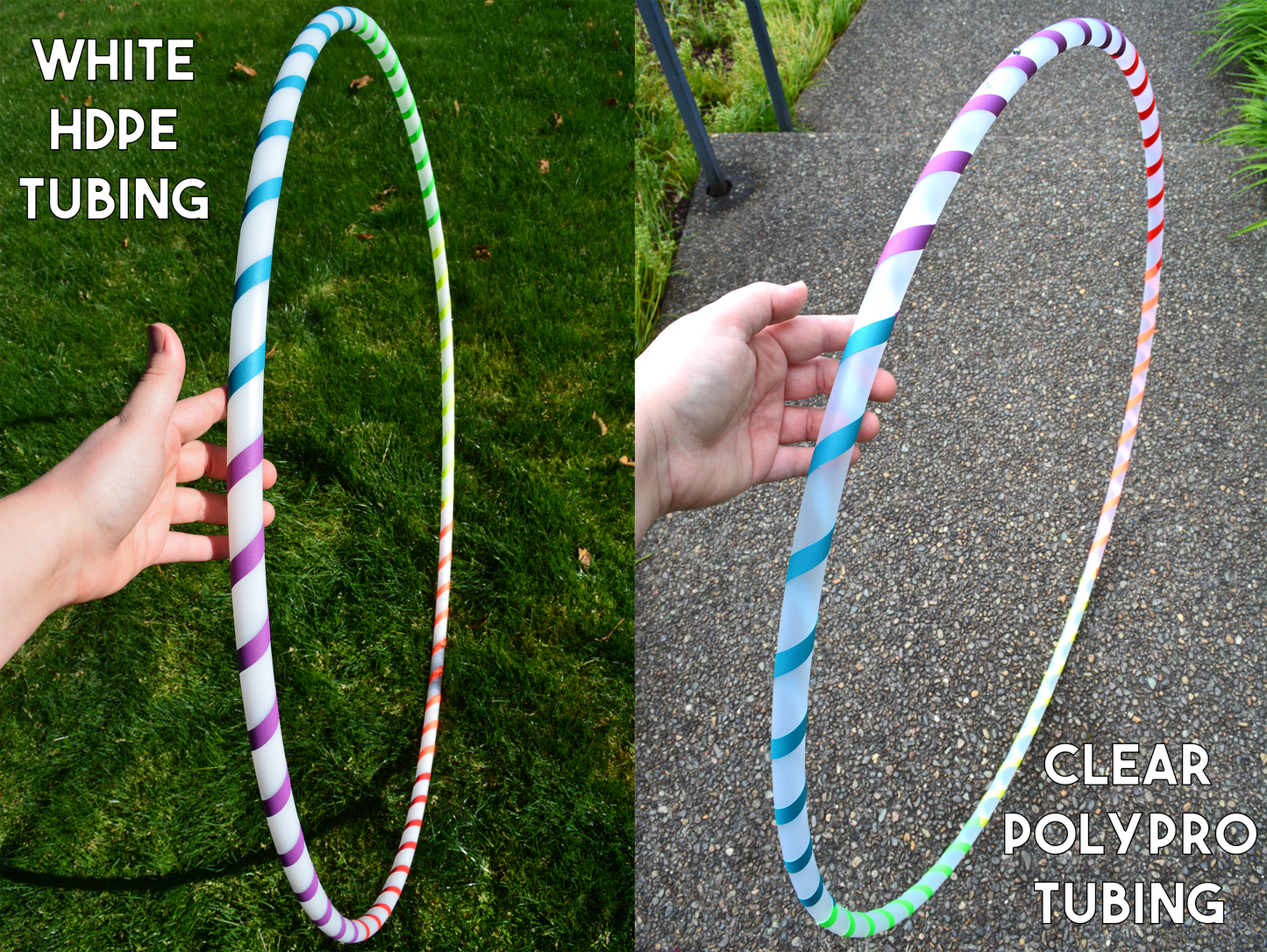HDPE & Polypro Beginner Hula Hoops with Colored Gaffer Tape - Best Seller