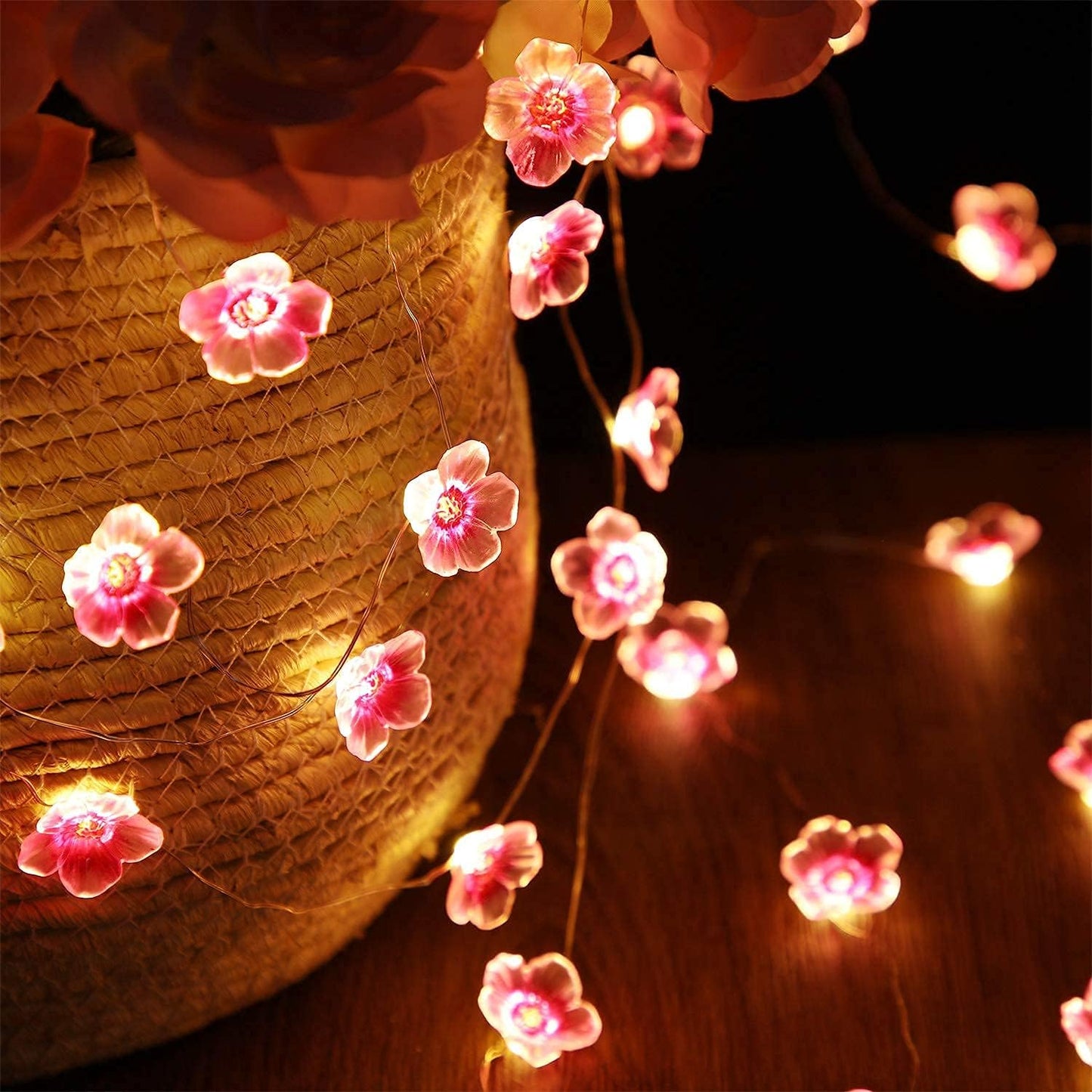 Cherry Blossom Flower String Lights, 13 FT 40 LEDs