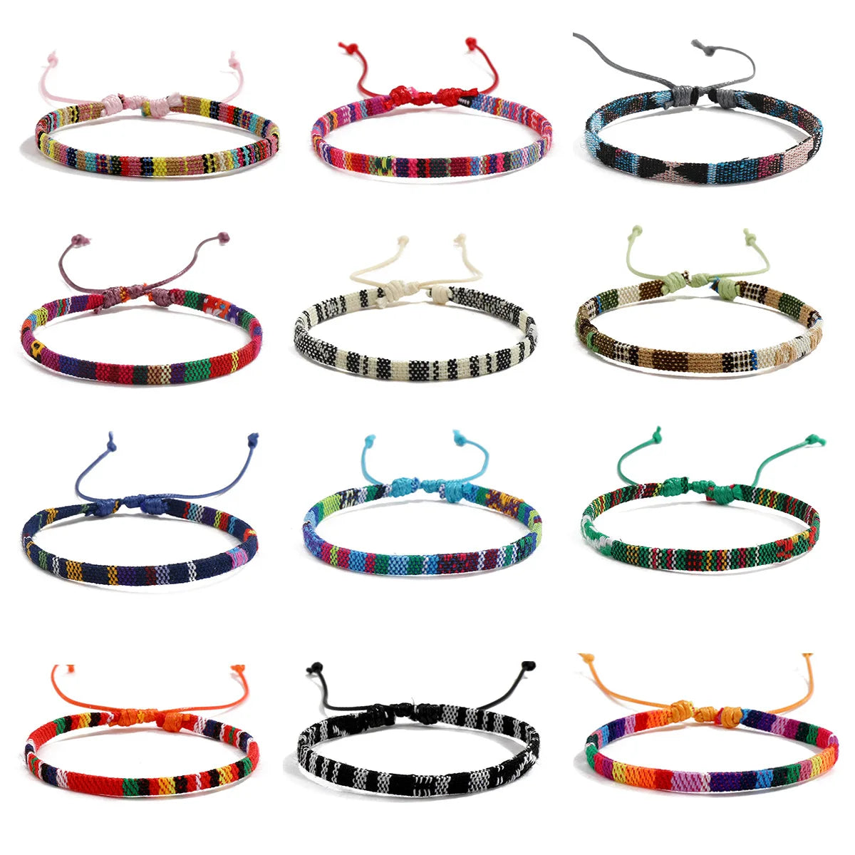 Handmade Braided Festival Bracelet Set, 12 Pack