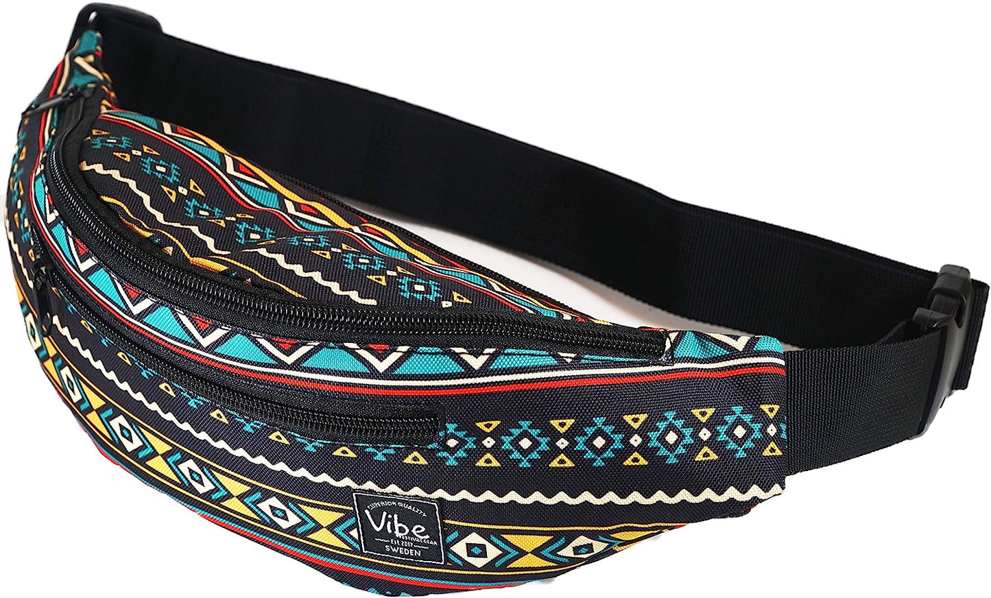 Fanny Pack for Men Women - Many Prints - Black Holographic Silver Gold Cute Waist Bag for Festival Rave Hiking Running Cycling