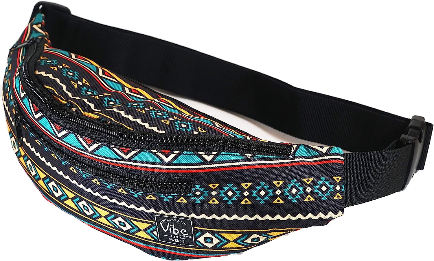 Fanny Pack for Men Women - Many Prints - Black Holographic Silver Gold Cute Waist Bag for Festival Rave Hiking Running Cycling