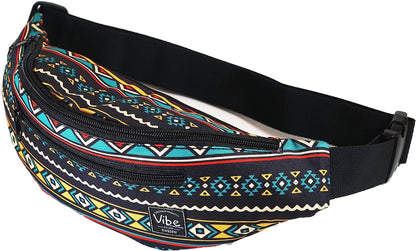 Fanny Pack for Men Women - Many Prints - Black Holographic Silver Gold Cute Waist Bag for Festival Rave Hiking Running Cycling
