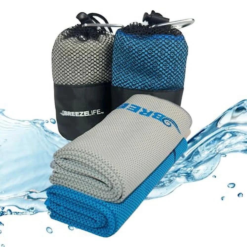 Microfiber Cooling Towels for Hot Weather, Instant Fast Cooling for Neck and Face, 2 Pack