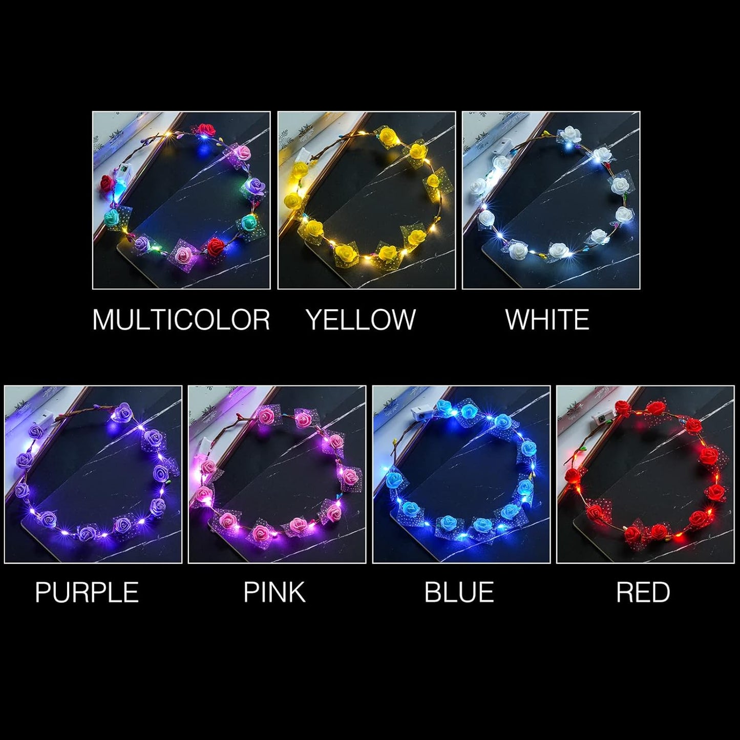 LED Light Up Flower Crown Headband