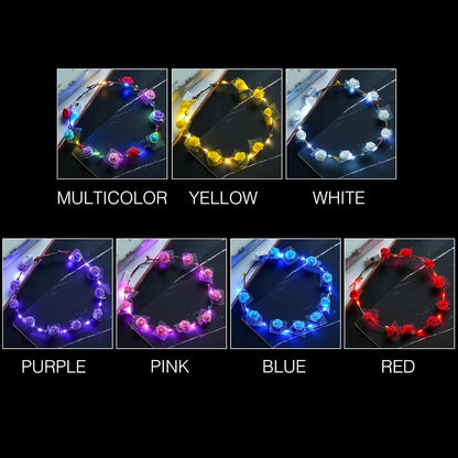 LED Light Up Flower Crown Headband