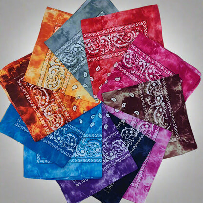 Tie Dye Cashew Paisley 100% Cotton Square Bandana