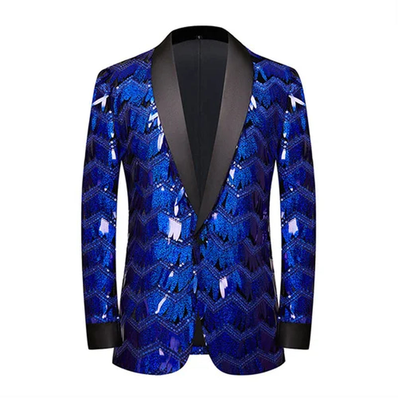 Men's Unique Design Striped Sequin Suit Jacket