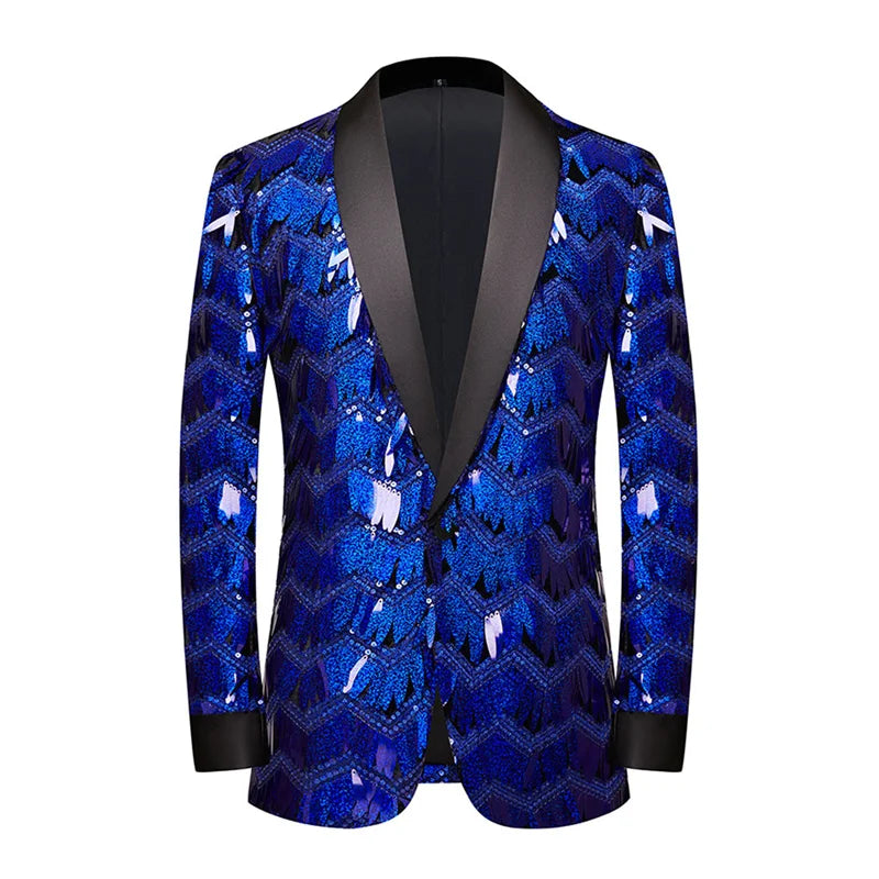 Men's Unique Design Striped Sequin Suit Jacket