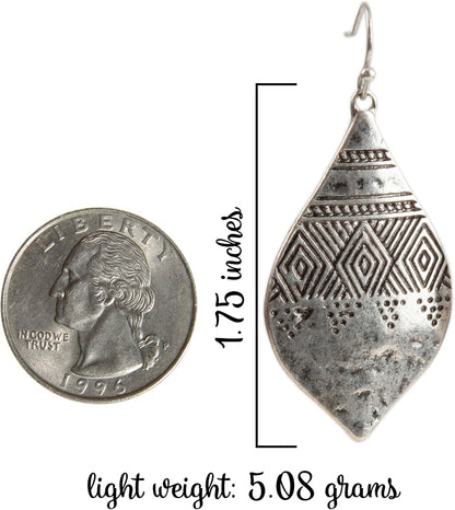 Bohemian Hammered & Engraved Silver Earrings -  Collection…