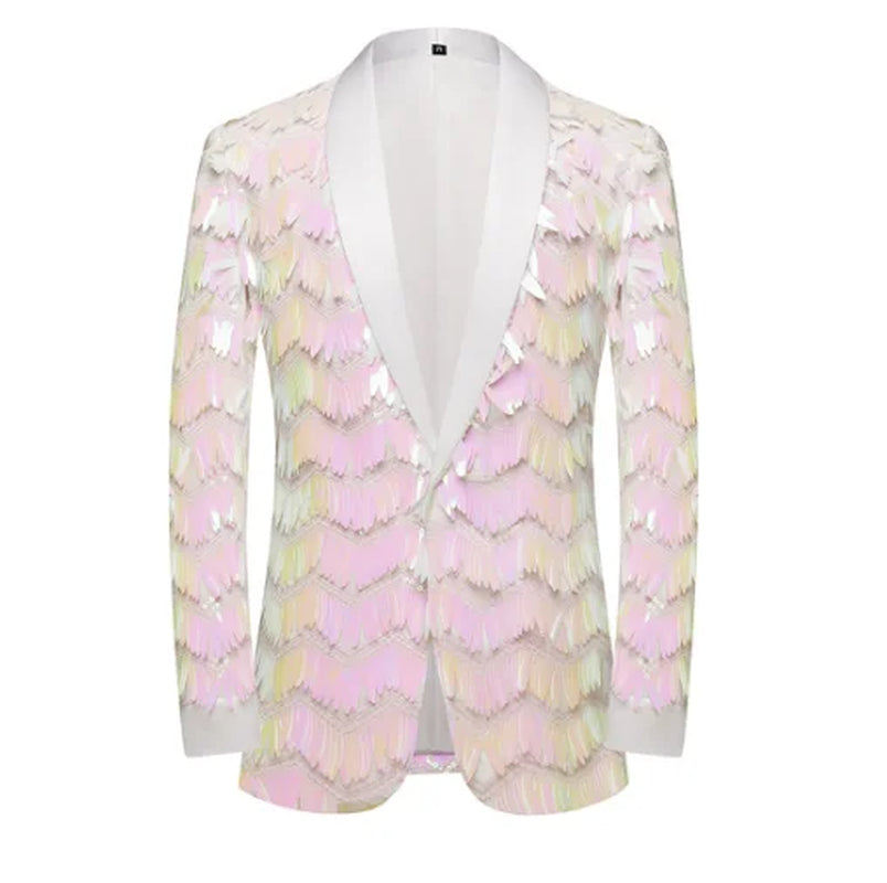 Men's Unique Design Striped Sequin Suit Jacket