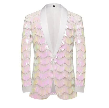 Men's Unique Design Striped Sequin Suit Jacket