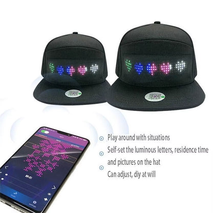 Programmable Custom LED Scrolling Message Baseball Cap - Bluetooth App Control