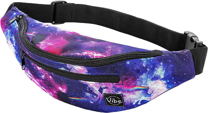 Fanny Pack for Men Women - Many Prints - Black Holographic Silver Gold Cute Waist Bag for Festival Rave Hiking Running Cycling