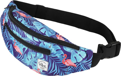 Fanny Pack for Men Women - Many Prints - Black Holographic Silver Gold Cute Waist Bag for Festival Rave Hiking Running Cycling
