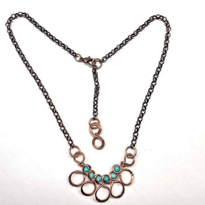 Copper Turquoise Wire Wrapped Necklace
