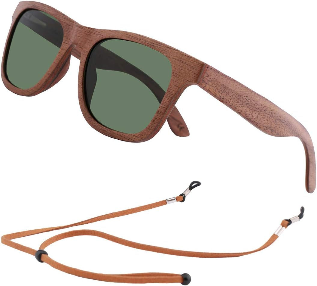 Polarized Wood Sunglasses Men, Wooden Bamboo Sunglasses for Women